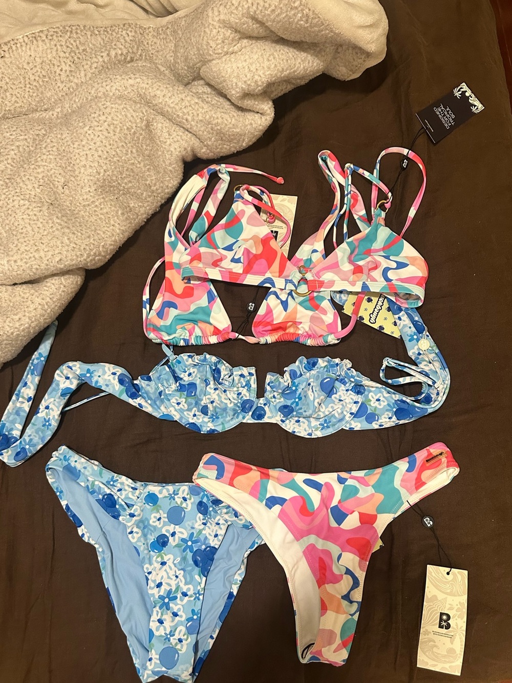 Blackbough Women's Mix & Match Bikini Set - Pink Multi & Light Blue Floral